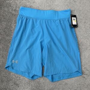Under Armour Speedpocket Shorts Mens Medium Blue Brief Lined Running Athletic